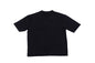 An oversized dark-colored short-sleeve oversized T-shirt with a small logo or text near the chest area, displayed against a plain background.