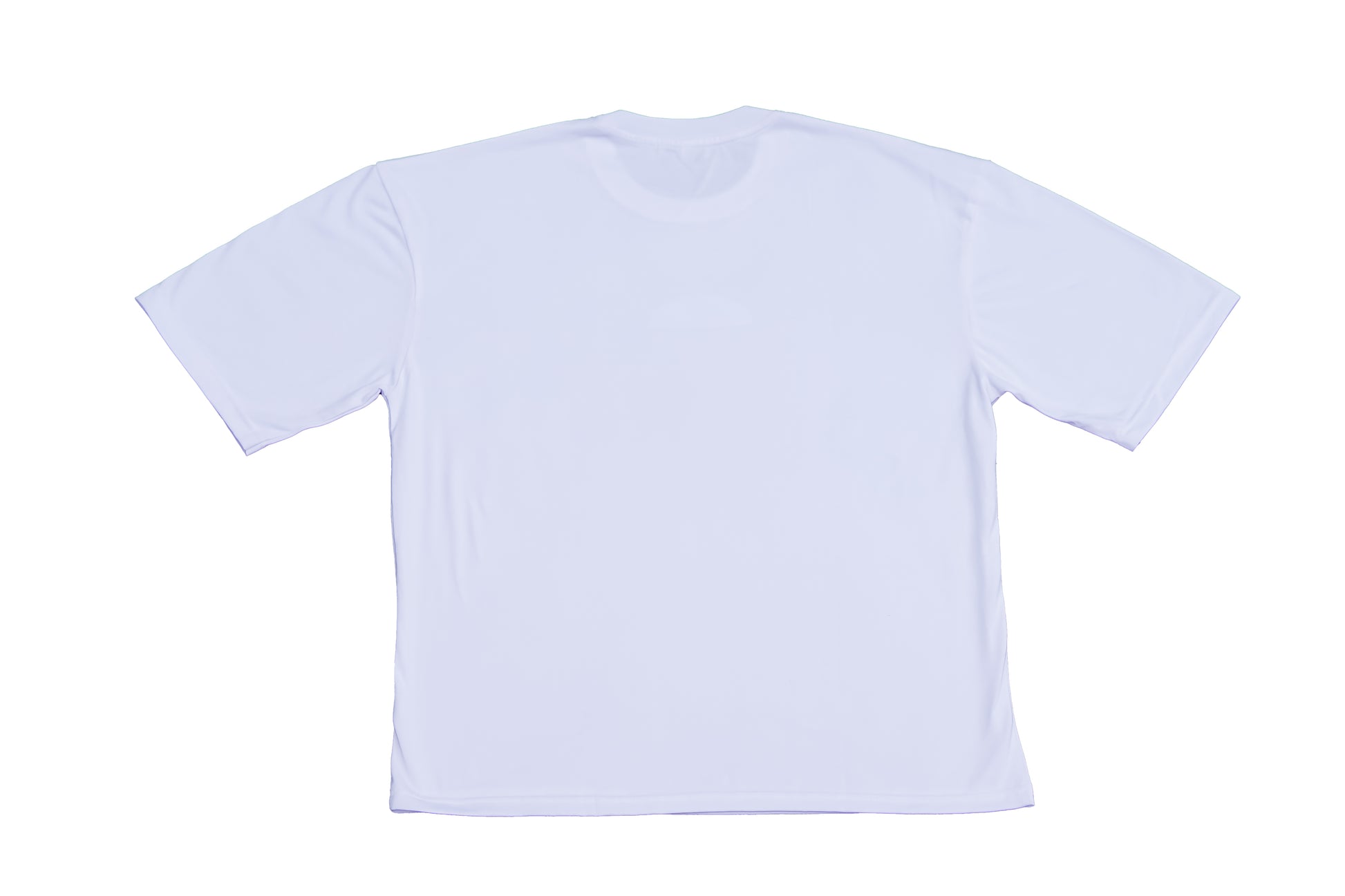 A white oversized T-shirt displayed against a white background